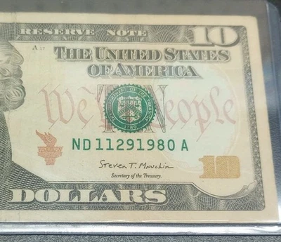 11/29/1980 HAPPY BIRTHDAY Fancy Serial Number, $10 Bill Note November 29, 1980  - Image 1 of 4