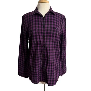 Camisa de franela a cuadros búfalo púrpura y negro St. John's Bay talla mediana - Imagen 1 de 4
