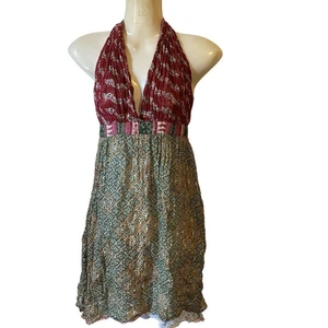 Abito tubino Peaceful People donna S/M babydoll serie artista reggicalze cravatta collo boho - Foto 1 di 7