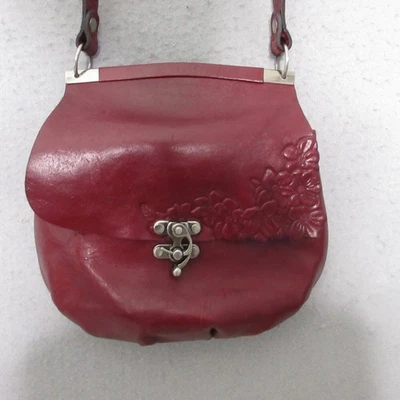 Patricia Nash Veneto Crossbody Purse Tooled Leather Red Floral Pockets - Image 1 of 4
