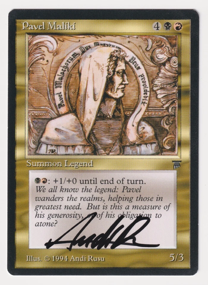 Signed Pavel Maliki Proof NM Legends Artist Andi Rusu 1994 MTG Magic AP Vintage! - Image 1 of 2
