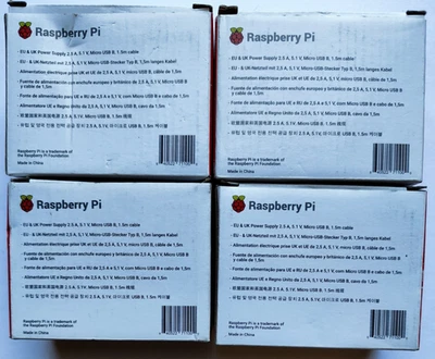 4 UDS ALIMENTADOR Raspberry Pi EU -UK  100 - 220 AC (5.1v 2.5a) - Immagine 1 di 2