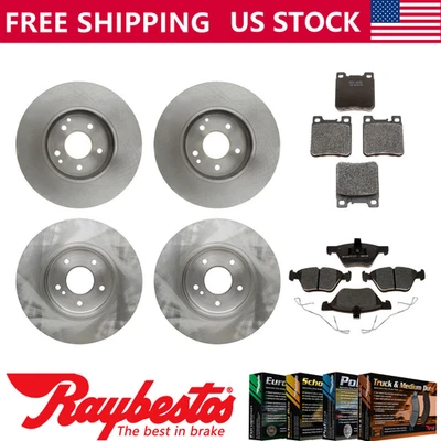 Rotores de freno delanteros traseros y pastillas de freno metálicas para Mercedes-Benz E320 1999-2003 Foto 1 de 4