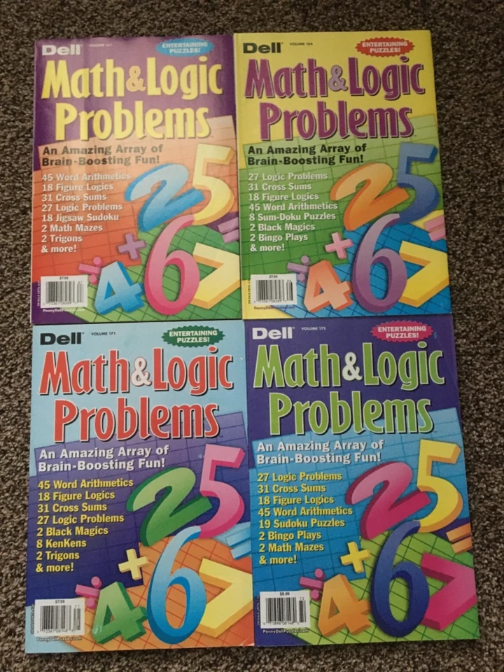 Lot of 4 Dell Math and Logic Problems puzzle books - Image 1 of 1