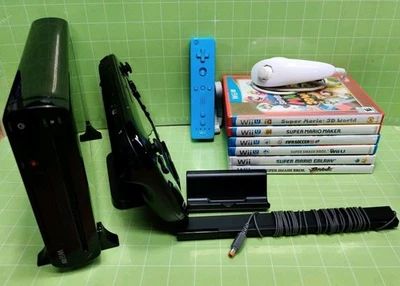 Nintendo Wii U 32GB Black Console Bundle+ 7 Games & OEM Cords -TESTED- WORKING-  - Image 1 of 4