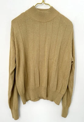 Vintage Dressbarn Gold Shimmer Sparkle Mock Neck Knit Pullover Sweater Womens XL - Image 1 of 4