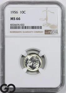 1956 Roosevelt Dime, NGC MS-66 ** Flashy Blazer! - Picture 1 of 3