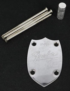 Vintage 1960s Fender Newporter Acoustic Guitar Neck Plate and Screws - Picture 1 of 3