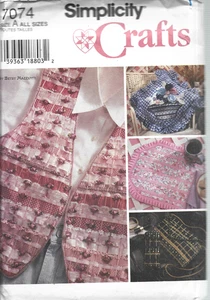 Simplicity Crafts Pattern #7074-Misses Vest-Place Mats-Pillow-Purse-Eyeglass Cas - Picture 1 of 1