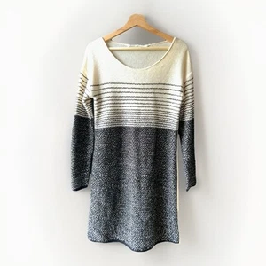 Athleta Fireside schwarz elfenbein Merinowolle strukturiert Pulloverkleid Damengröße M - Bild 1 von 10