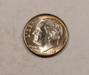 1949-D Roosevelt Dime * gemma FDC ++ torcia completa FT * data chiave * XD193 - Foto 1 di 2