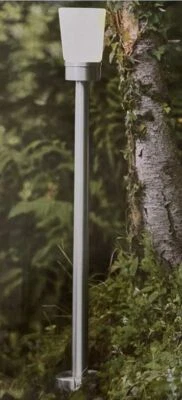 EDELSTAHL AUSSENLAMPE AUSSENLEUCHTE SOCKELLAMPE SOCKELLEUCHTE GLAS GARTEN - Bild 1 von 2