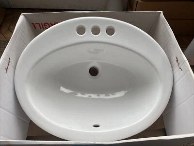 Barclay 3-714WH Jessica Oval Self Rimming Drop In Bathroom Sink 20" x 16" - Image 1 of 3