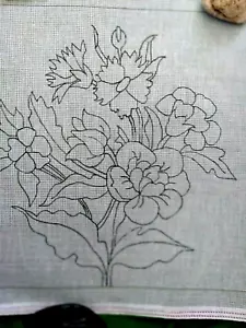 Tapestry canvas Flowers suitable for a cushion front 17" X 16" Use own wool. - Picture 1 of 4