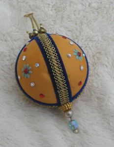 Handmade Victorian Style Christmas Ornament Blue Velvet with Orange - Bild 1 von 2