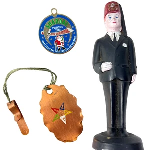 Shriner FreeMason Vtg Fob Statuette Shaddai Potentate Ben Christmas 2002 Pin Lot - Picture 1 of 6