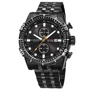 Akribos XXIV AK852BK Chronograph Tachymeter Date Stainless Steel Mens Watch - Picture 1 of 6