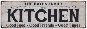 THE HAYES FAMILY KITCHEN Personalized Chic Metal Sign 106180039118 - Picture 1 of 1