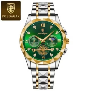 Montre Homme Pas Cher de Luxe en Acier Inoxydable Chronographe Étanche Quartz FR - Photo 1 sur 24