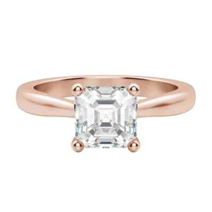 1.00 Ct Asscher Cut Lab Grown Diamond Engagement Ring in 14K Rose Gold - Picture 1 of 5