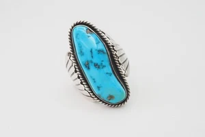 Anillo unisex vintage grande turquesa plata esterlina navajo nativo americano talla 11 - Imagen 1 de 6