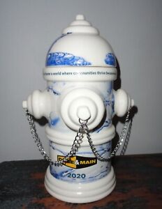 CORE & MAIN Fire Hydrant Cookie Jar 2020 Advertising Ceramic Blue Water
