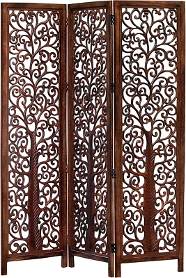 Room Divider Wood Floor Screen - Arbor Tree Antique Brown - Handcrafted 60 X 72 - Image 1 of 4