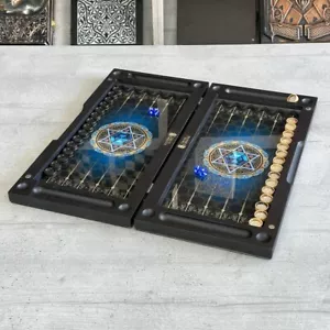 Tempered Glass Backgammon Set David Star, Game Board, Dice Game, Gift for Him - Picture 1 of 9