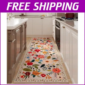 Floral Boho Runner Rug 2'x6' - Soft, Washable, Non-Slip Area Rug for Elegance - Picture 1 of 10