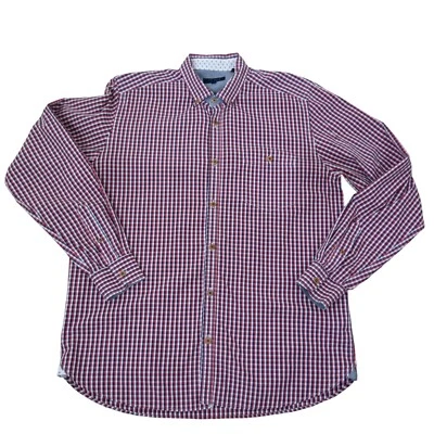 TED BAKER Men's Red White Blue Check Cotton Long Sleeve Button Down Shirt 5/L - Image 1 of 4
