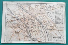 1925 BAEDEKER MAP - PASSAU & BAMBERG Town Plans Germany  4" x 6" 