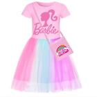 Kids Girls Pink Tutu Tulle Shirt Dress Bag Set Summer Casual Dresses Bedroom