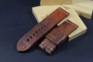 UHRENARMBAND 24/24 115/75 MM ALT OIL BROWN I ECHT SATTEL LEDER MA STRAP 564 - Picture 1 of 7