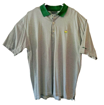 Polo de golf a rayas vintage para hombre talla XL The Masters Collection verde blanco Foto 1 de 4