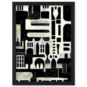 Bold Monochrome Geometric Black White Framed Wall Art Picture Print A4 - Picture 1 of 31
