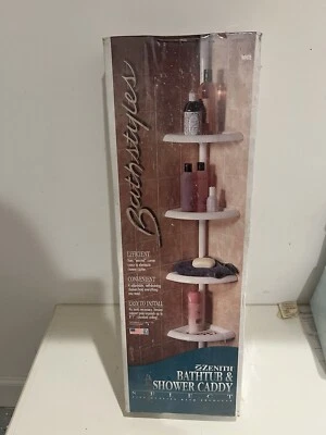 (1)-Zenith Zenna Home Plastic 12 In. x 97 In. Shower Bathtub Caddy 2153WW2 - Image 1 of 4