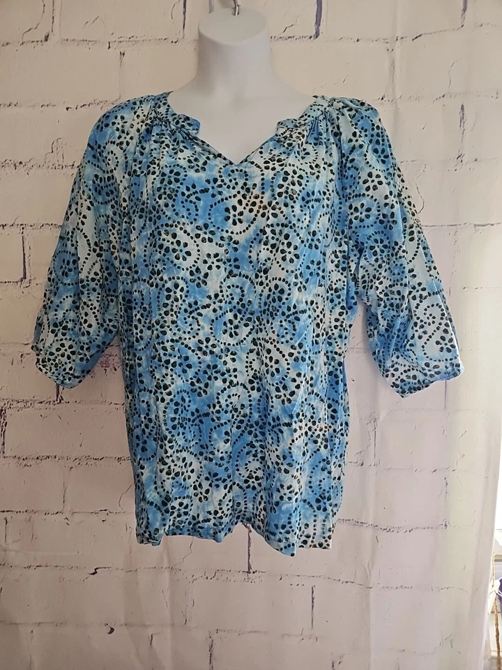 Blusa túnica pulóver Westbound Plus 2X azul cachemira Dolman manga 3/4 cuello en V Foto 1 de 4