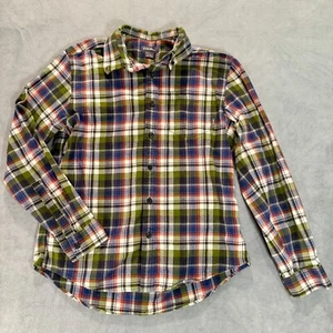 EDDIE BAUER Flannel Shirt Men's Medium Green Long Sleeve Button-Down Cotton - Picture 1 of 12