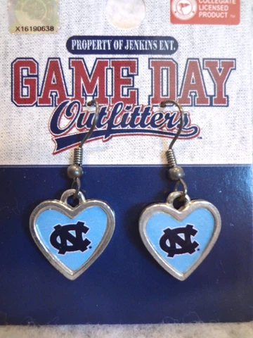 NORTH CAROLINA TAR HEELS NCAA GAME DAY DANGLE LIGHT BLUE HEART EARRINGS ~NEW Cover