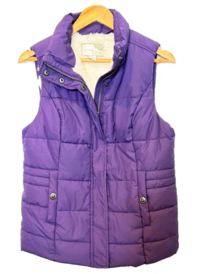 Women’s Green Tea Vest Quilted Puffer Vest  Faux Fur Lined Purple Size Small - Image 1 of 4