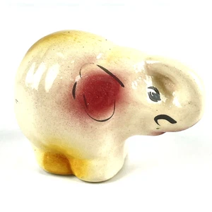 Ceramic ELEPHANT Figurine Decor YELLOW DARK PINK Standing Handmade Collectable - Picture 1 of 10