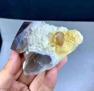 164 Gm Natural Topaz on Albite and Smoky Quartz Specimen from Skardu Pakistan - Picture 1 of 5