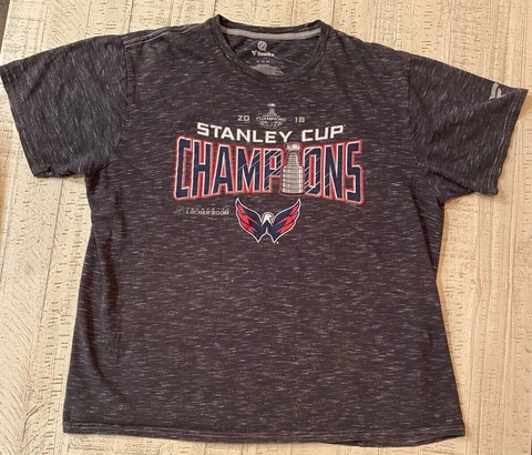 2018 NHL Washington Capitals Stanley Cup Champions 'Locker Room' gray T -Mens XL Cover