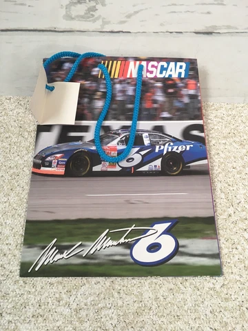 Nascar Mark Martin 6 Pfizer Blue Car Small Gift Bag NOS Christmas Birthday Cover
