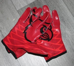 Louisville Cardinals Adidas Football Red Game Used Gloves XL - Picture 1 of 2