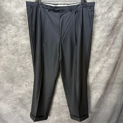 Pal Zileri Abito Privato Loro Piana Dress Pants Mens 56 Navy Blue Pinstripe Wool - Image 1 of 4