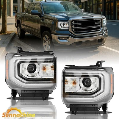 For 2016-2018 GMC Sierra 1500 HID LED DRL Projector Headlights Headlamps RH+LH - Изображение 1 из 4