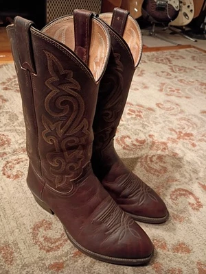 BOTAS VAQUERAS JUSTIN STAMPEDE CUERO MARRÓN ACEITADO PUNTA REDONDA #2326 PARA HOMBRE 8.5EE Foto 1 de 4