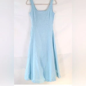 House of Harlow 1960 x Revolve blue Linen blend Square Neck Midi Dress large - Picture 1 of 8