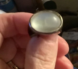 Vintage East West Sterling Silver Black Enamel Moonstone Ring Size 7 Jewelry - Picture 1 of 6
